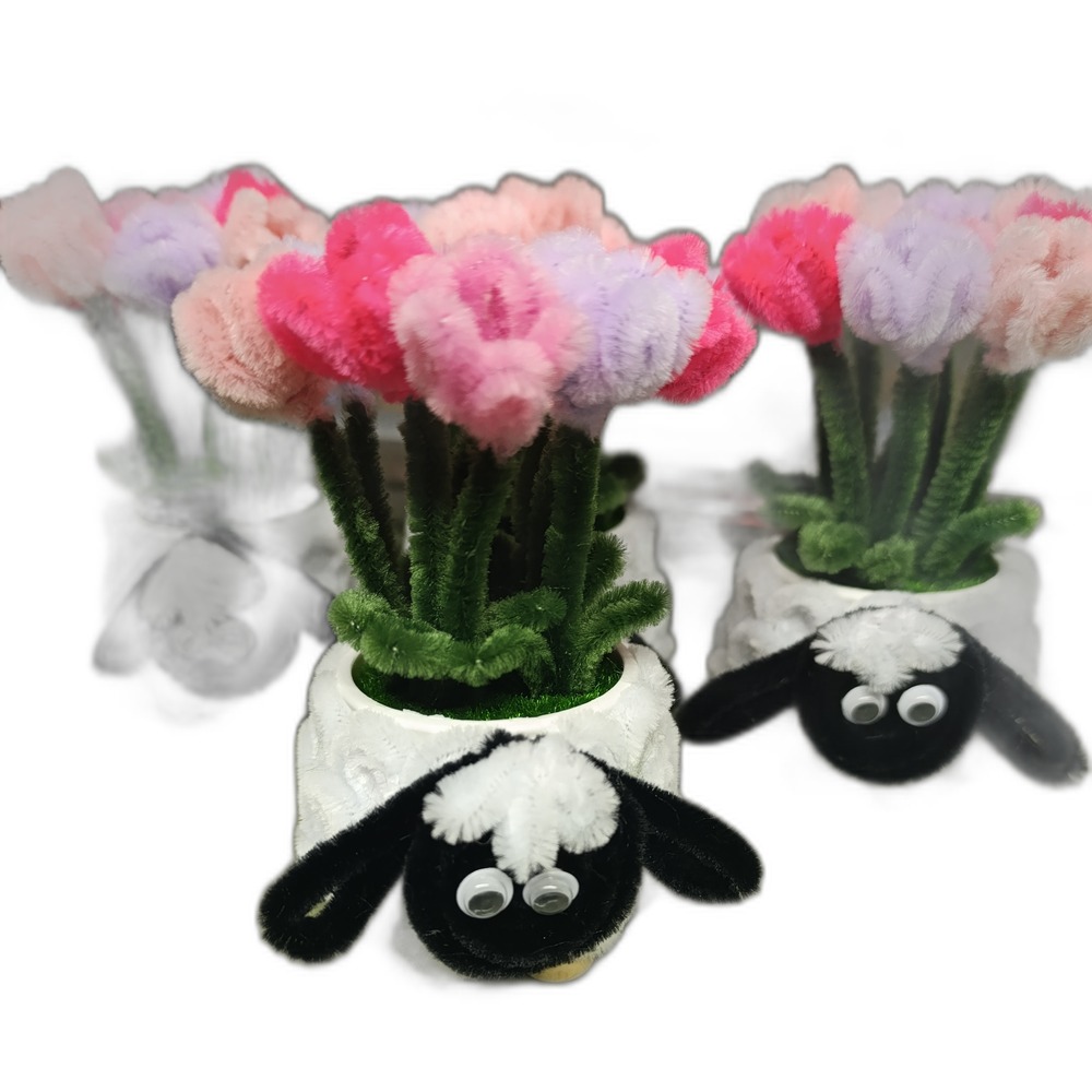 Tulpen-Bouquet im Schaf-Blumentopf (klein)