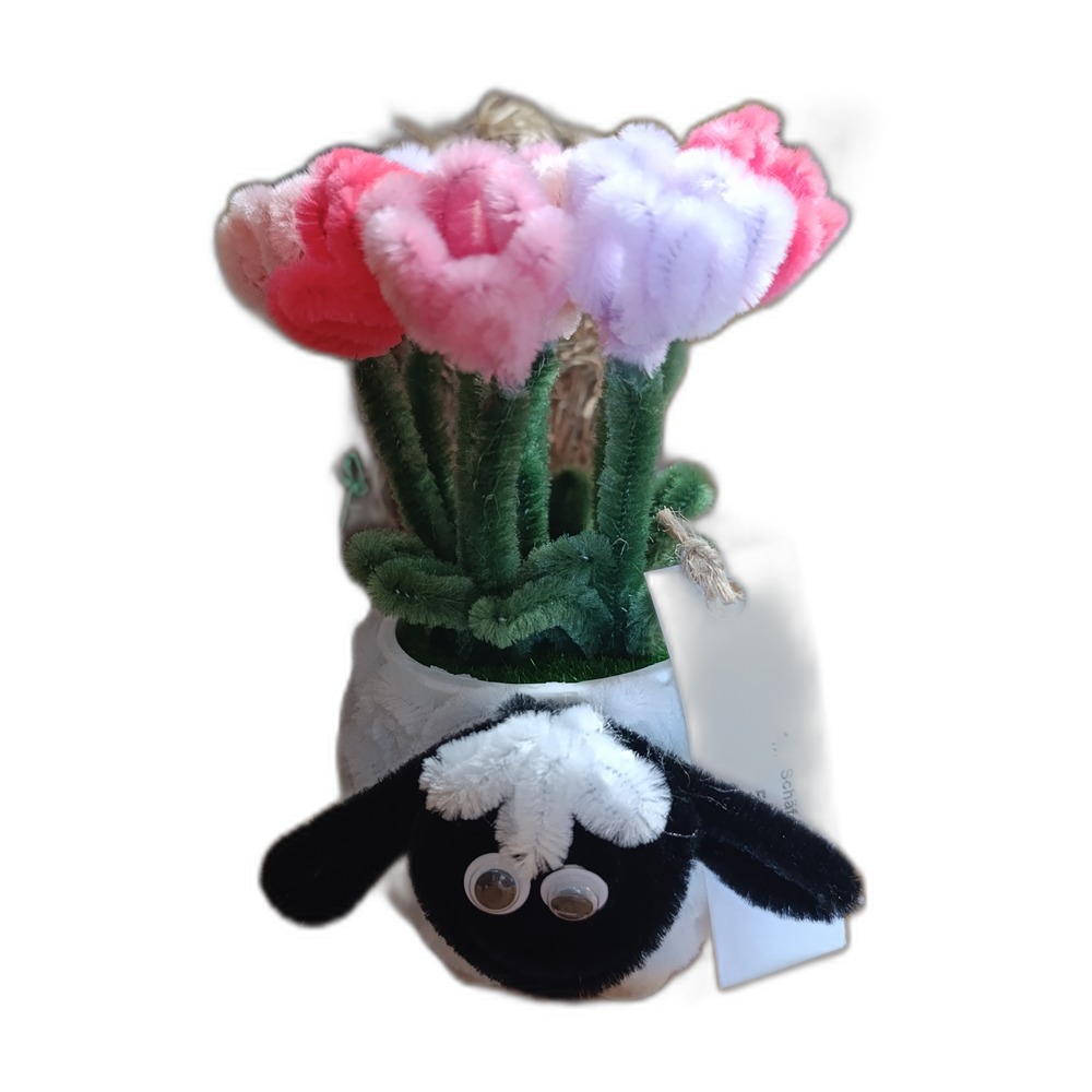 Tulpen-Bouquet Schaf-Blumentopf (Pastell-Mix)